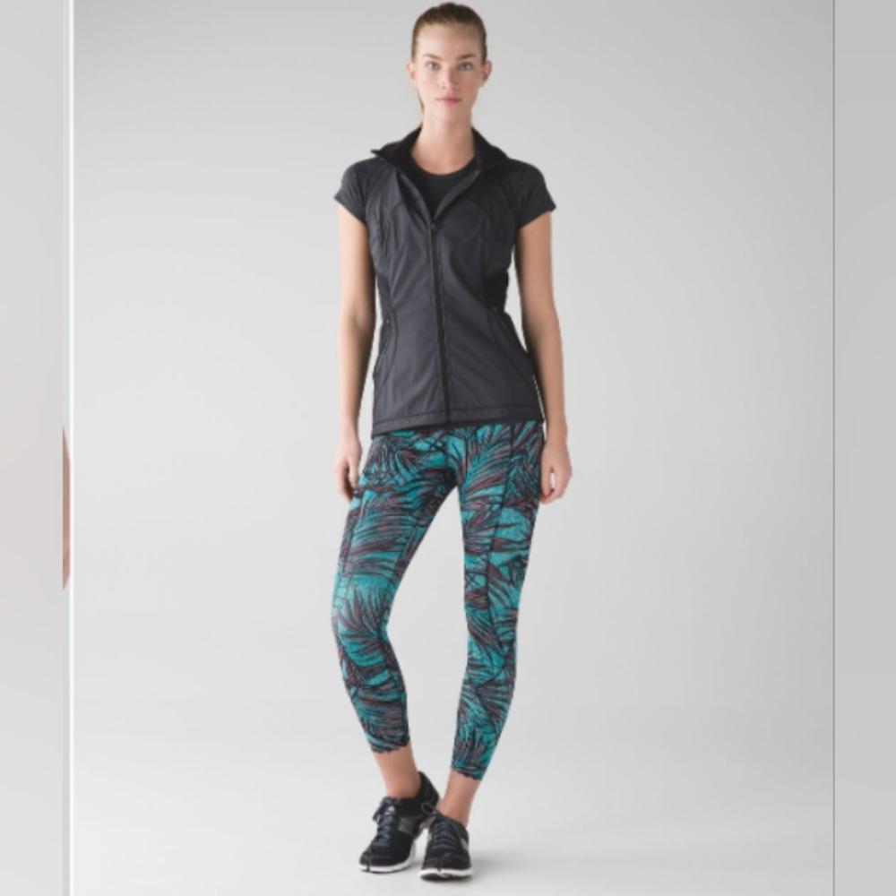 Lululemon Tight Stuff Tight Mini Palm Lace Tofino Teal Multi Size 6